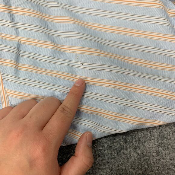 IKE Behar Dress Shirt Mens 16 Breeze Multi Textured Stripe Long Sleeve Button Up - Picture 9 of 12